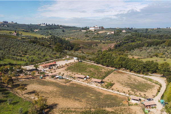 Veduta dall’alto della tenuta Bio & Brado a Impruneta